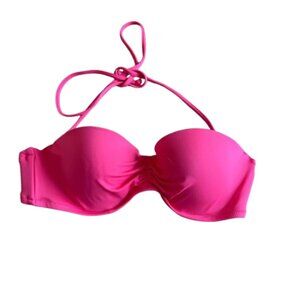 Victorias Secret Convertible Bikini Top Size 36D Hot Pink Moulded Demi